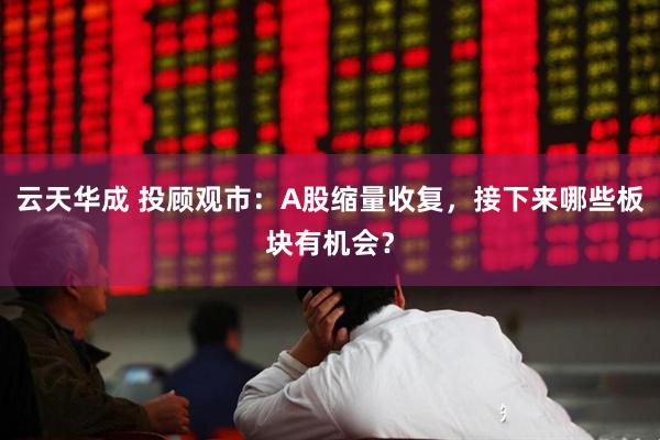 云天华成 投顾观市：A股缩量收复，接下来哪些板块有机会？