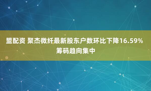 盟配资 聚杰微纤最新股东户数环比下降16.59% 筹码趋向集中